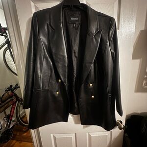 ELOQUII double-breasted faux leather jacket, size 20, black